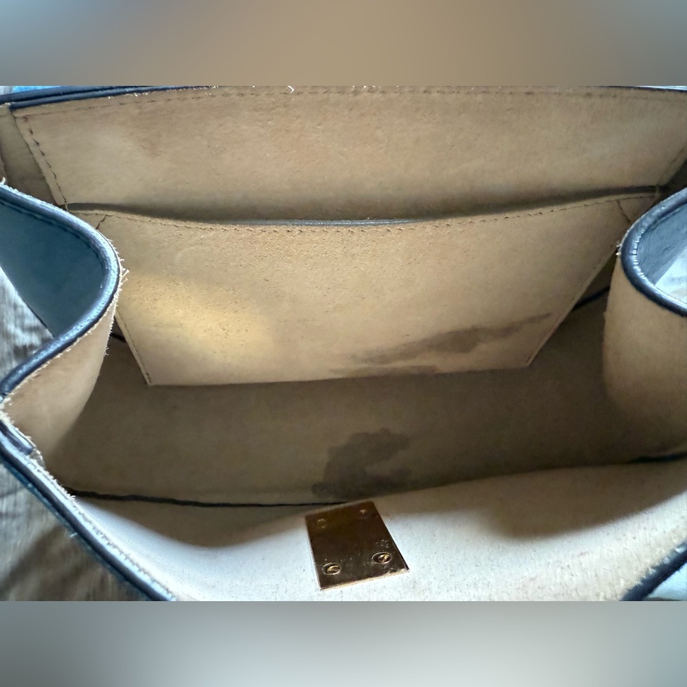 Chloe Blue Crossbody Bag with Gold Accents - Picture 6 of 10